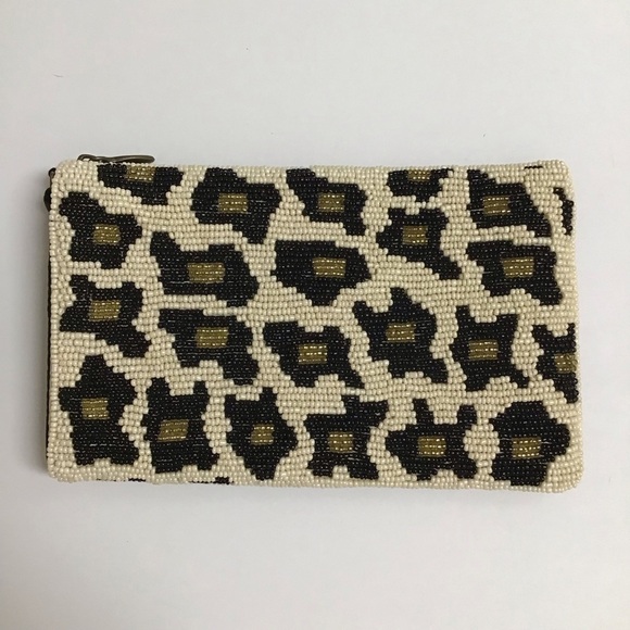Beaded Leopard Crossbody Club Bag Wristlet Clutch Purse Wallet Bamboo Trading Co - Picture 8 of 14